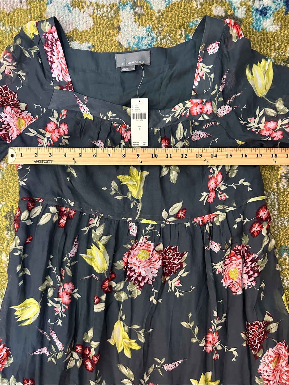 New Anthropologie EVELIN Small
Blue Green Grey Tone Tiered Floral Peasant Maxi - Picture 14 of 17